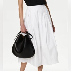 Mark & Spencer white cotton poplin midi skirt